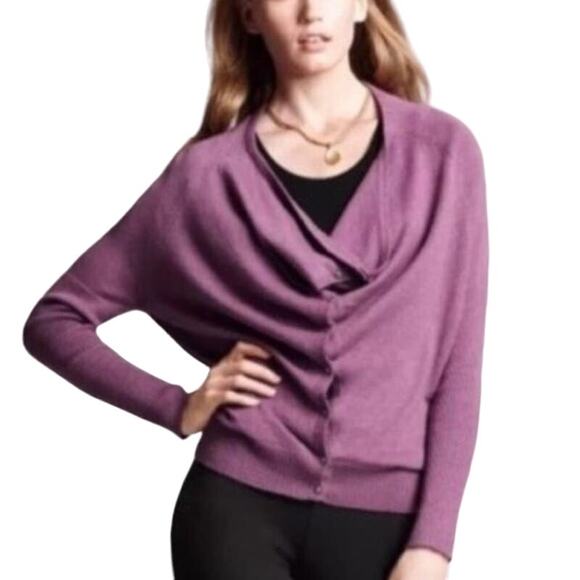 Eileen Fisher Cardigan Sweater Drape Cowl Neck Button Down Organic Cotton Sz PS - Picture 1 of 8